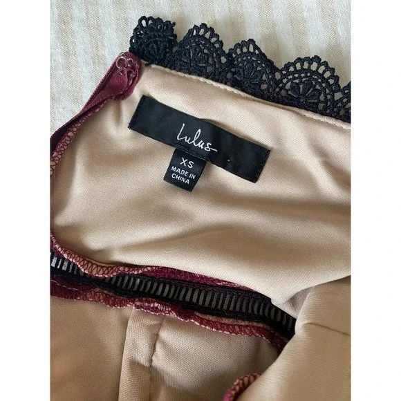 Lulus Burgundy Floral Lace Midi Dress XS Sheer Mesh Bodycon Slip Dress - Picture 6 of 7